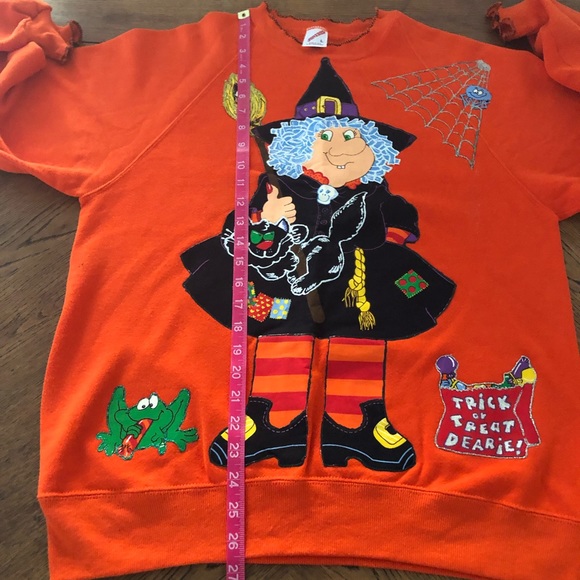 Vintage Jerzees Halloween Witch Cat Crewneck Sweatshirt - Picture 9 of 11